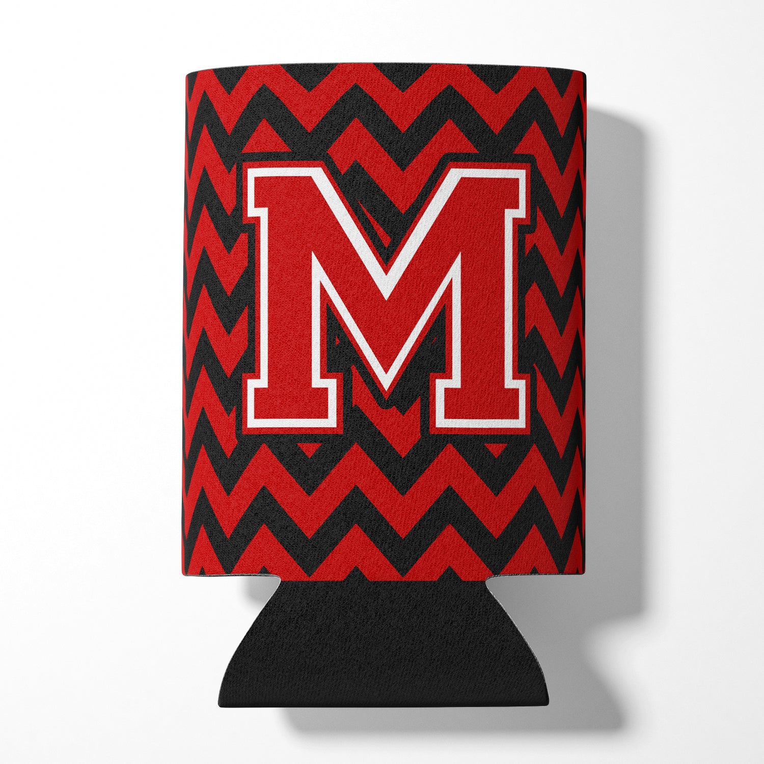 Letter M Chevron Black and Red   Can or Bottle Hugger CJ1047-MCC.