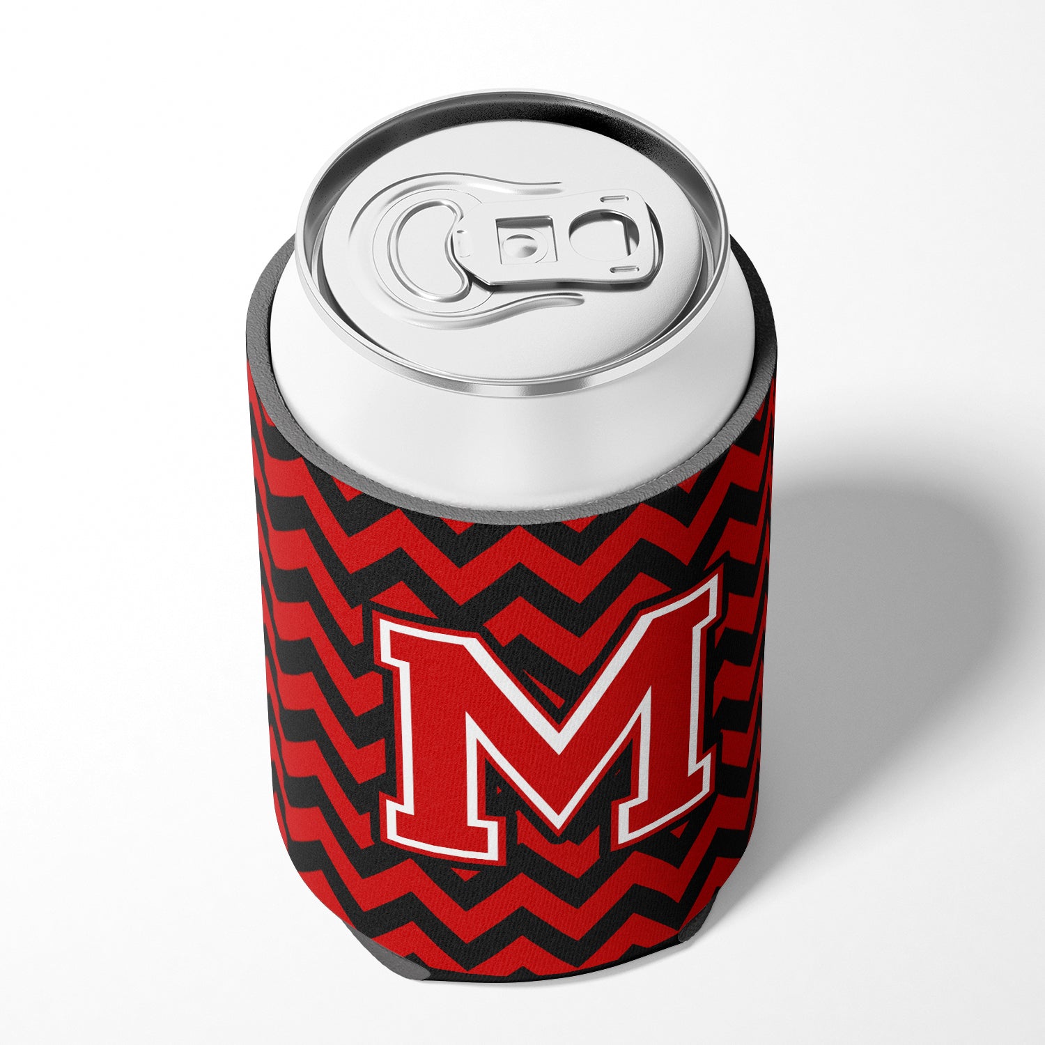 Letter M Chevron Black and Red   Can or Bottle Hugger CJ1047-MCC.