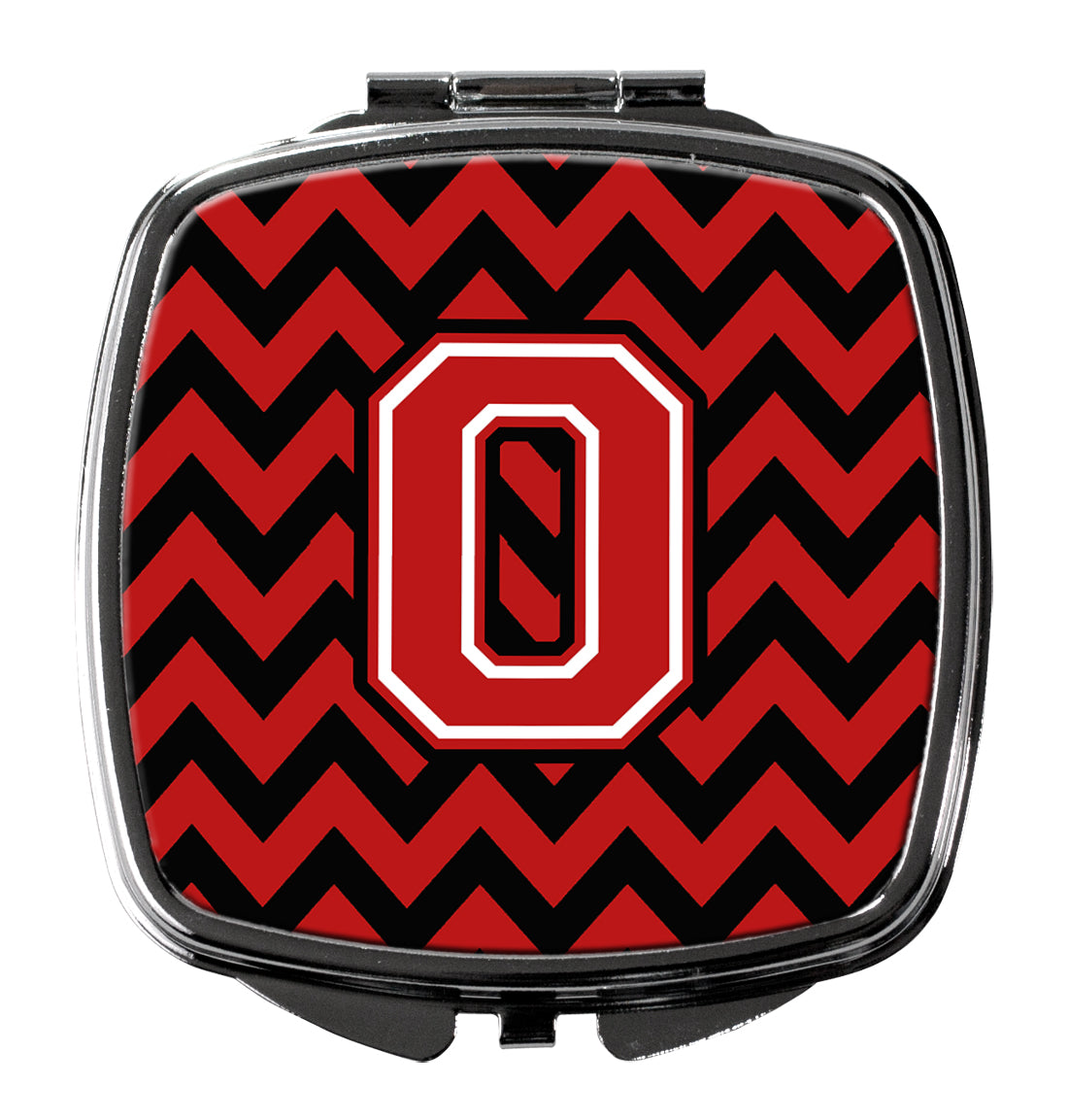 Letter O Chevron Black and Red   Compact Mirror CJ1047-OSCM  the-store.com.