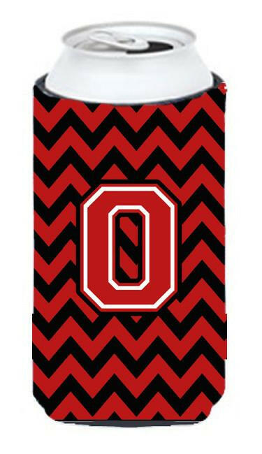 Letter O Chevron Black and Red   Tall Boy Beverage Insulator Hugger CJ1047-OTBC by Caroline&#39;s Treasures