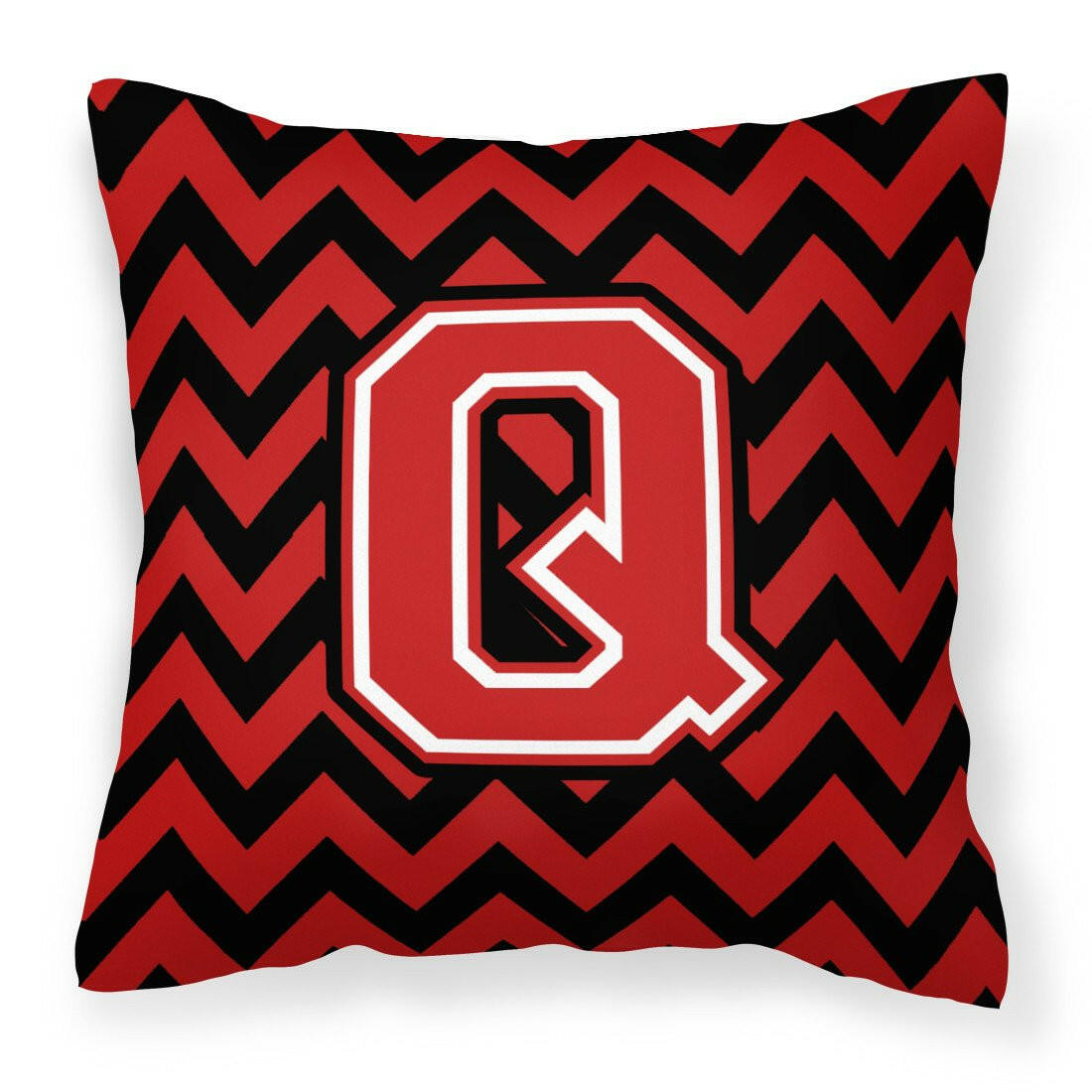 Letter Q Chevron Black and Red   Fabric Decorative Pillow CJ1047-QPW1414 by Caroline's Treasures