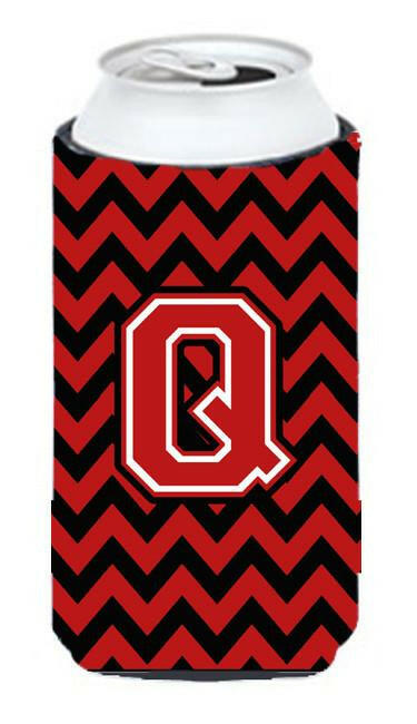 Letter Q Chevron Black and Red   Tall Boy Beverage Insulator Hugger CJ1047-QTBC by Caroline&#39;s Treasures