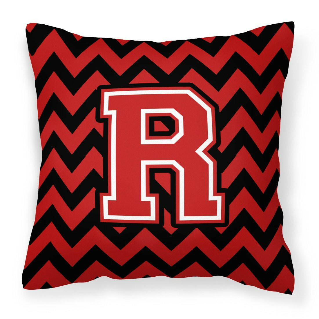 Letter R Chevron Black and Red   Fabric Decorative Pillow CJ1047-RPW1414 by Caroline's Treasures