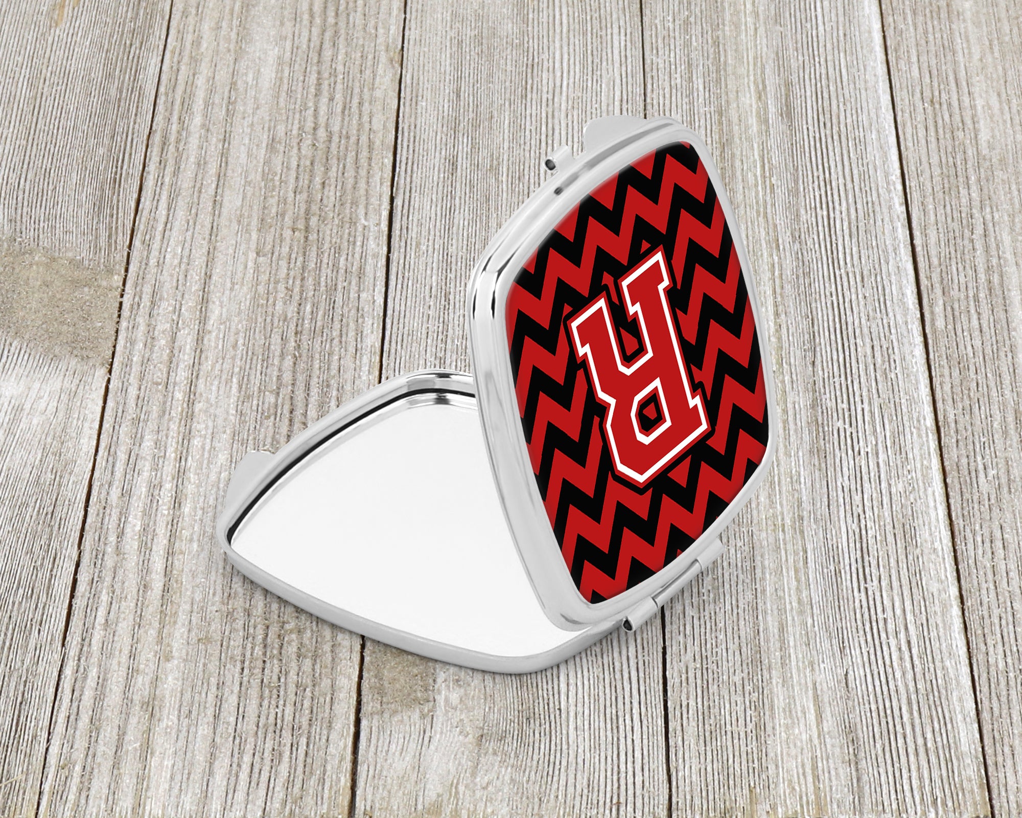 Letter R Chevron Black and Red   Compact Mirror CJ1047-RSCM  the-store.com.