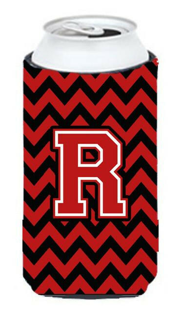 Letter R Chevron Black and Red   Tall Boy Beverage Insulator Hugger CJ1047-RTBC by Caroline's Treasures