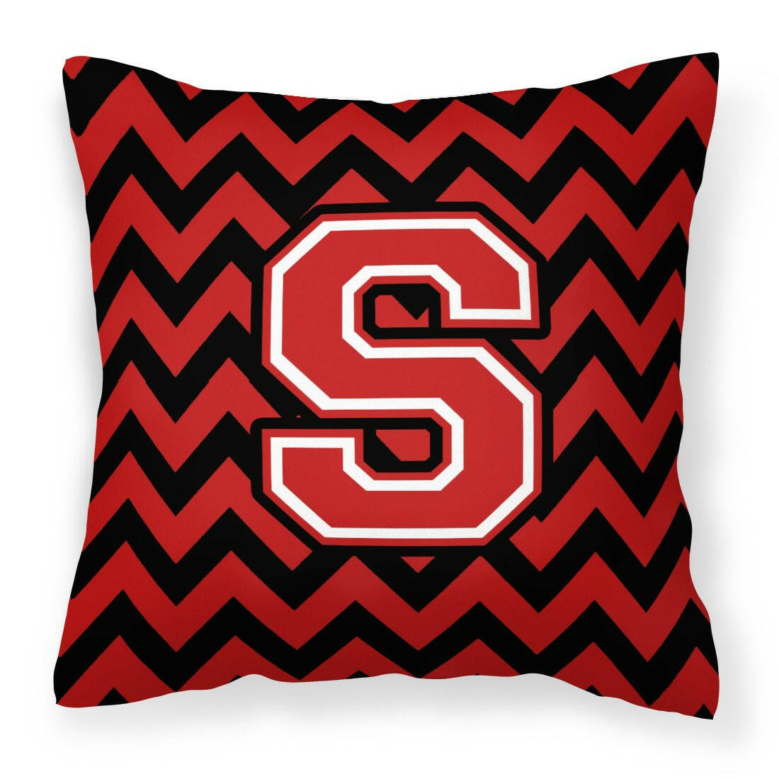 Letter S Chevron Black and Red   Fabric Decorative Pillow CJ1047-SPW1414 by Caroline's Treasures