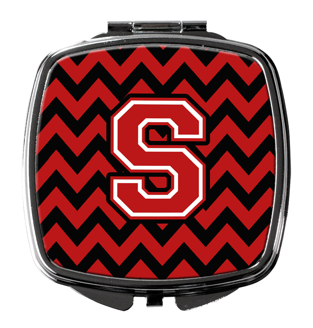 Letter S Chevron Black and Red   Compact Mirror CJ1047-SSCM  the-store.com.