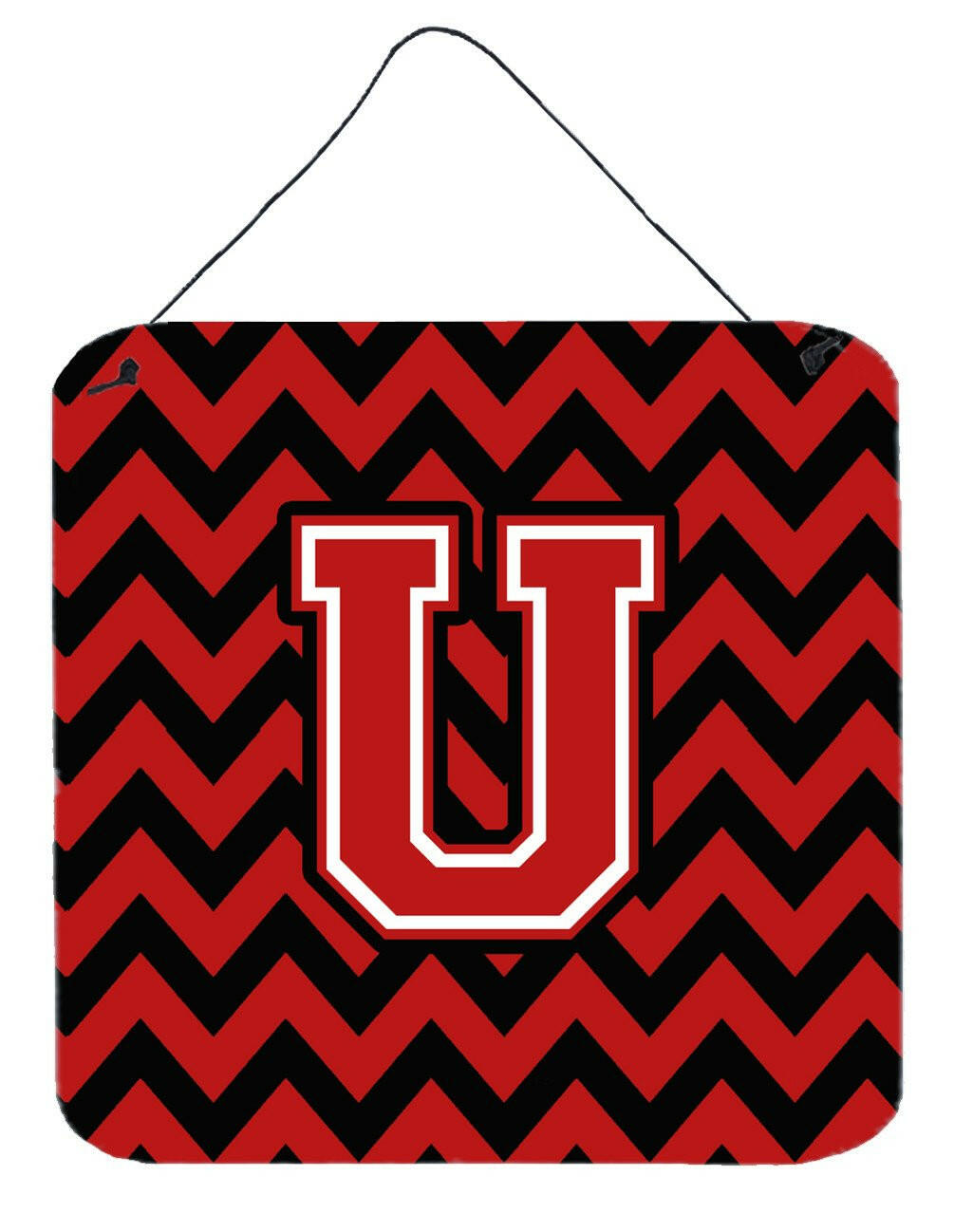 Letter U Chevron Black and Red   Wall or Door Hanging Prints CJ1047-UDS66 by Caroline's Treasures