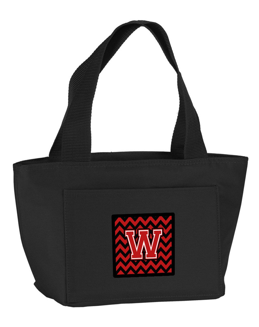 Letter W Chevron Black and Red   Lunch Bag CJ1047-WBK-8808 by Caroline&#39;s Treasures