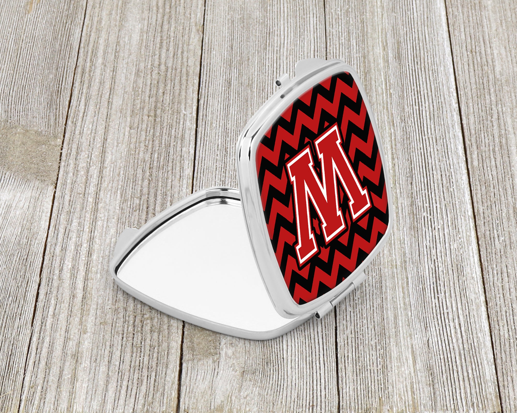 Letter W Chevron Black and Red   Compact Mirror CJ1047-WSCM  the-store.com.