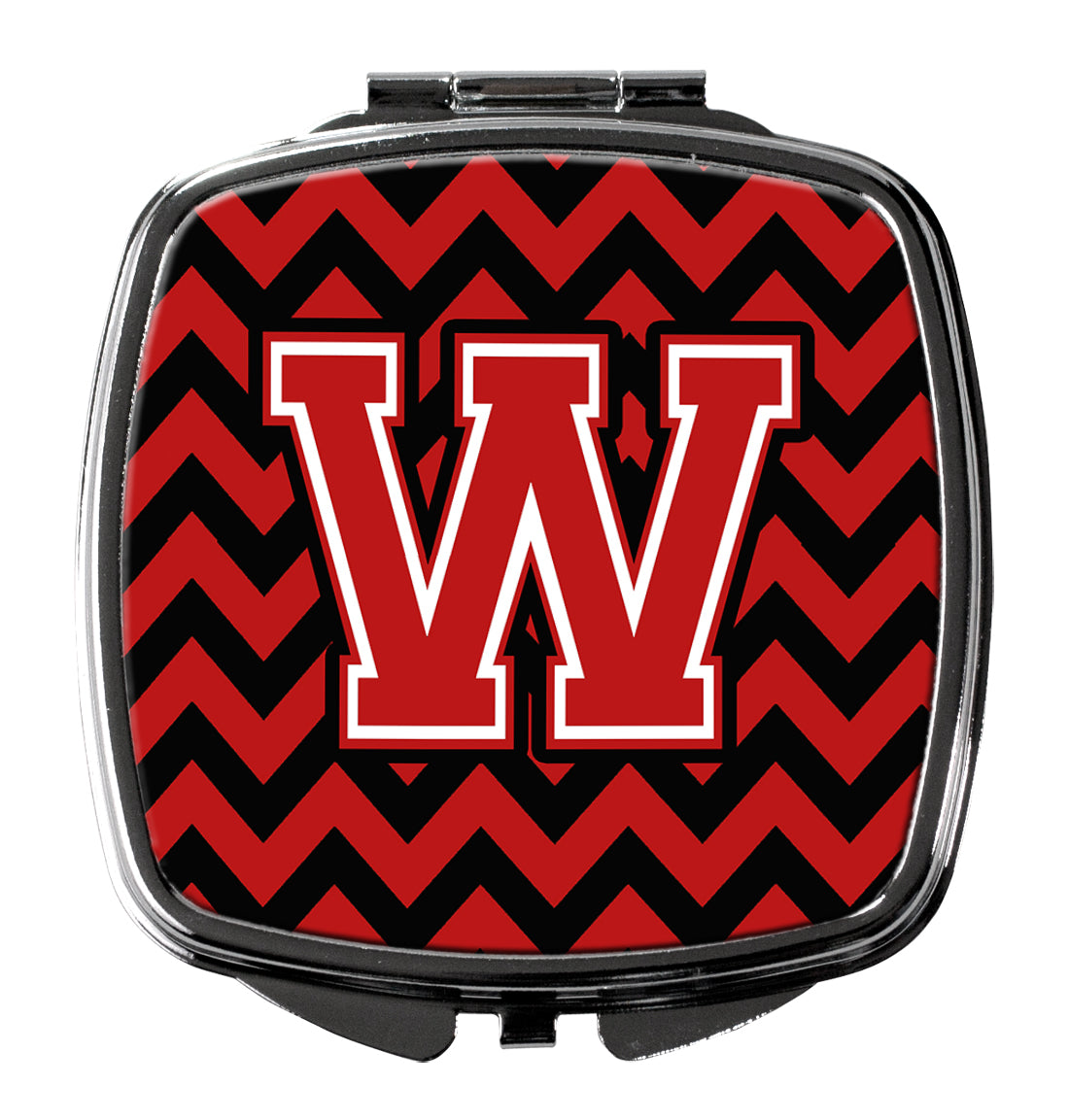 Letter W Chevron Black and Red   Compact Mirror CJ1047-WSCM  the-store.com.