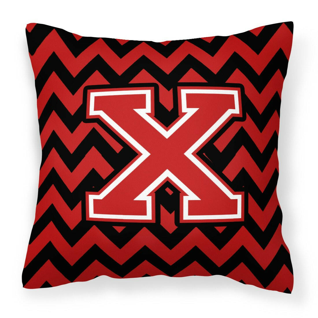 Letter X Chevron Black and Red   Fabric Decorative Pillow CJ1047-XPW1414 by Caroline's Treasures