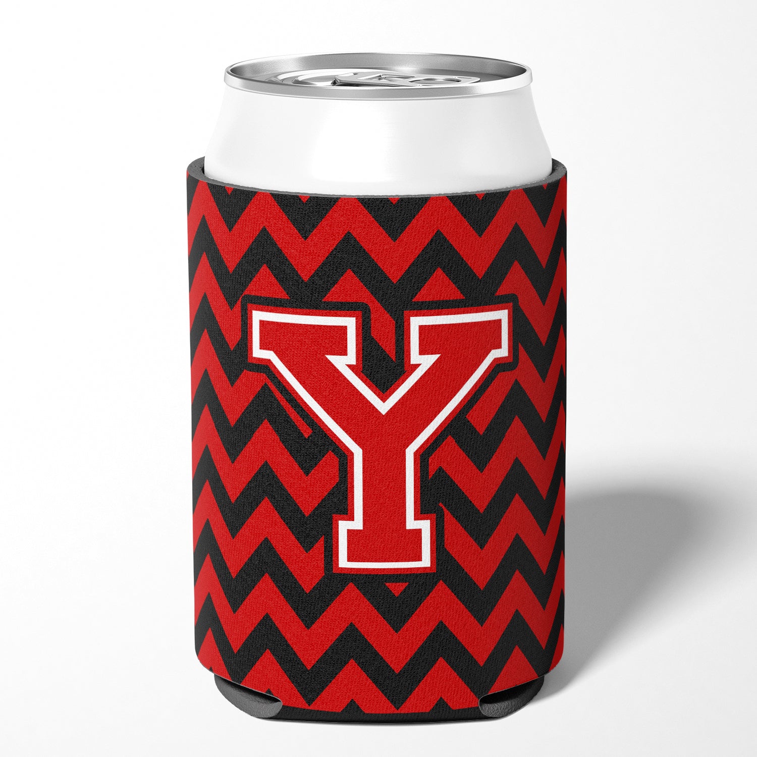 Letter Y Chevron Black and Red   Can or Bottle Hugger CJ1047-YCC.