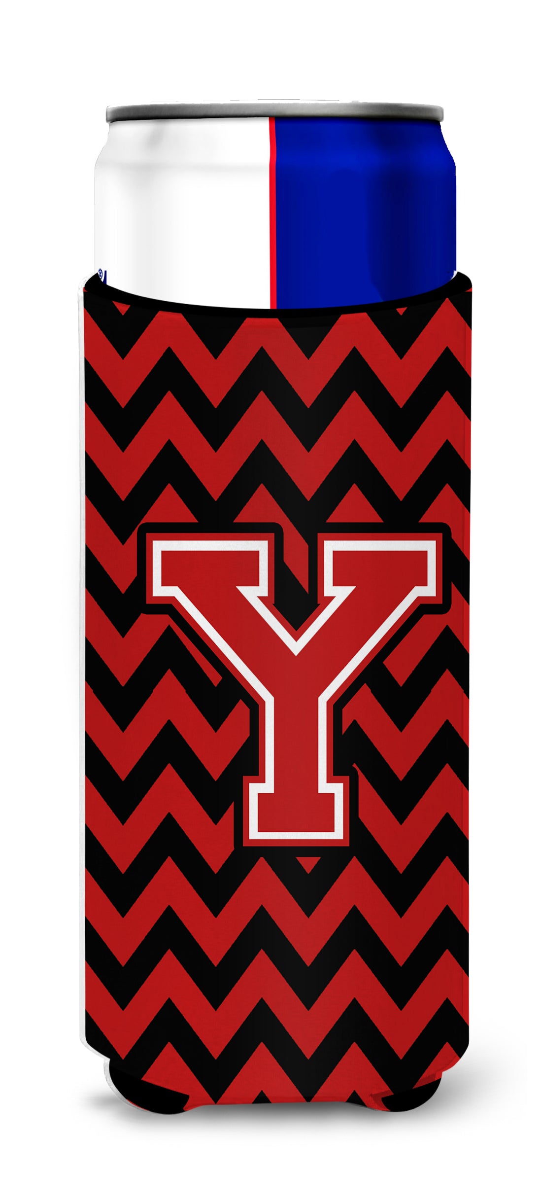 Letter Y Chevron Black and Red   Ultra Beverage Insulators for slim cans CJ1047-YMUK.