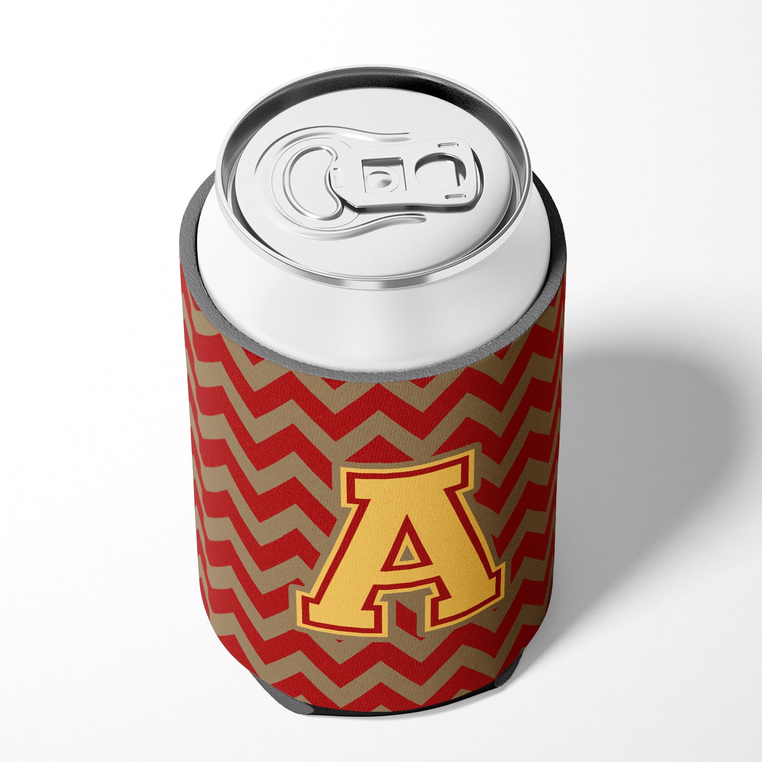 Letter A Chevron Garnet and Gold  Can or Bottle Hugger CJ1048-ACC.