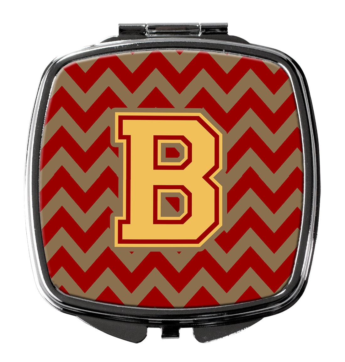 Letter B Chevron Garnet and Gold  Compact Mirror CJ1048-BSCM  the-store.com.