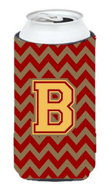 Letter B Chevron Garnet and Gold  Tall Boy Beverage Insulator Hugger CJ1048-BTBC by Caroline&#39;s Treasures