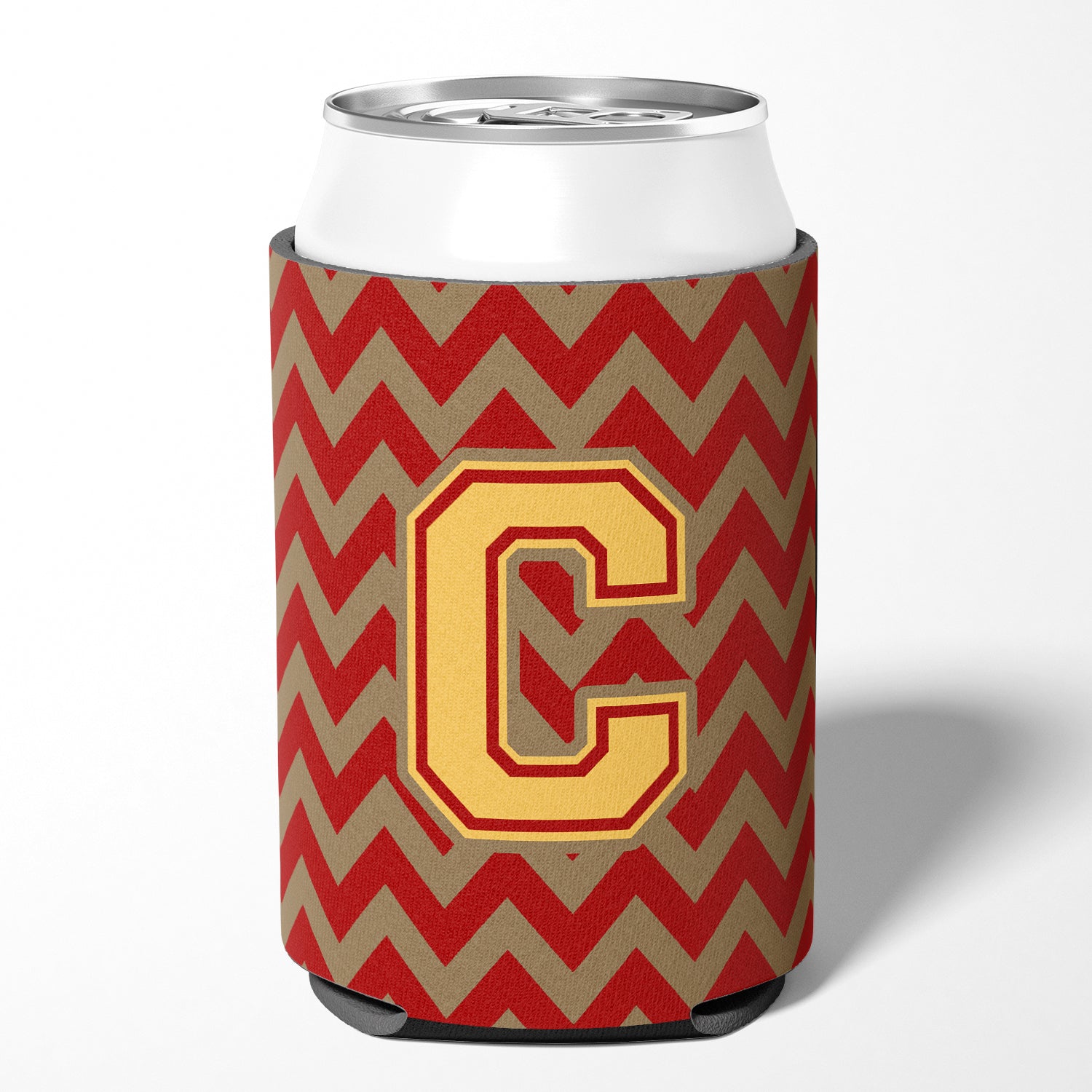 Letter C Chevron Garnet and Gold  Can or Bottle Hugger CJ1048-CCC.