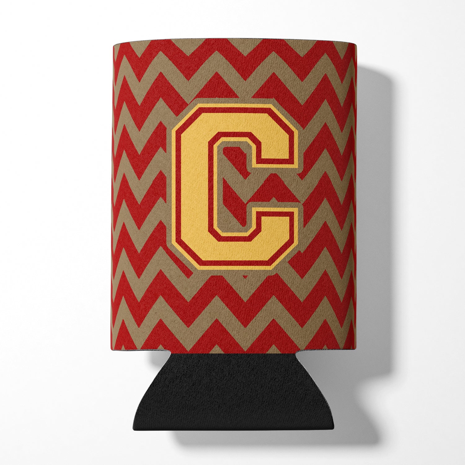 Letter C Chevron Garnet and Gold  Can or Bottle Hugger CJ1048-CCC.