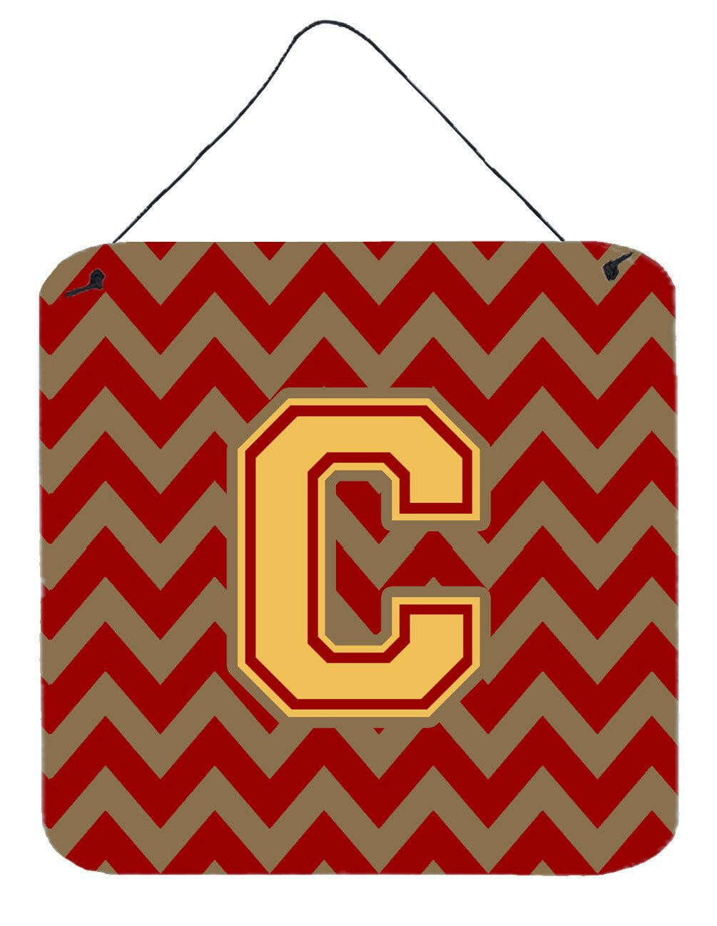 Letter C Chevron Garnet and Gold  Wall or Door Hanging Prints CJ1048-CDS66 by Caroline's Treasures