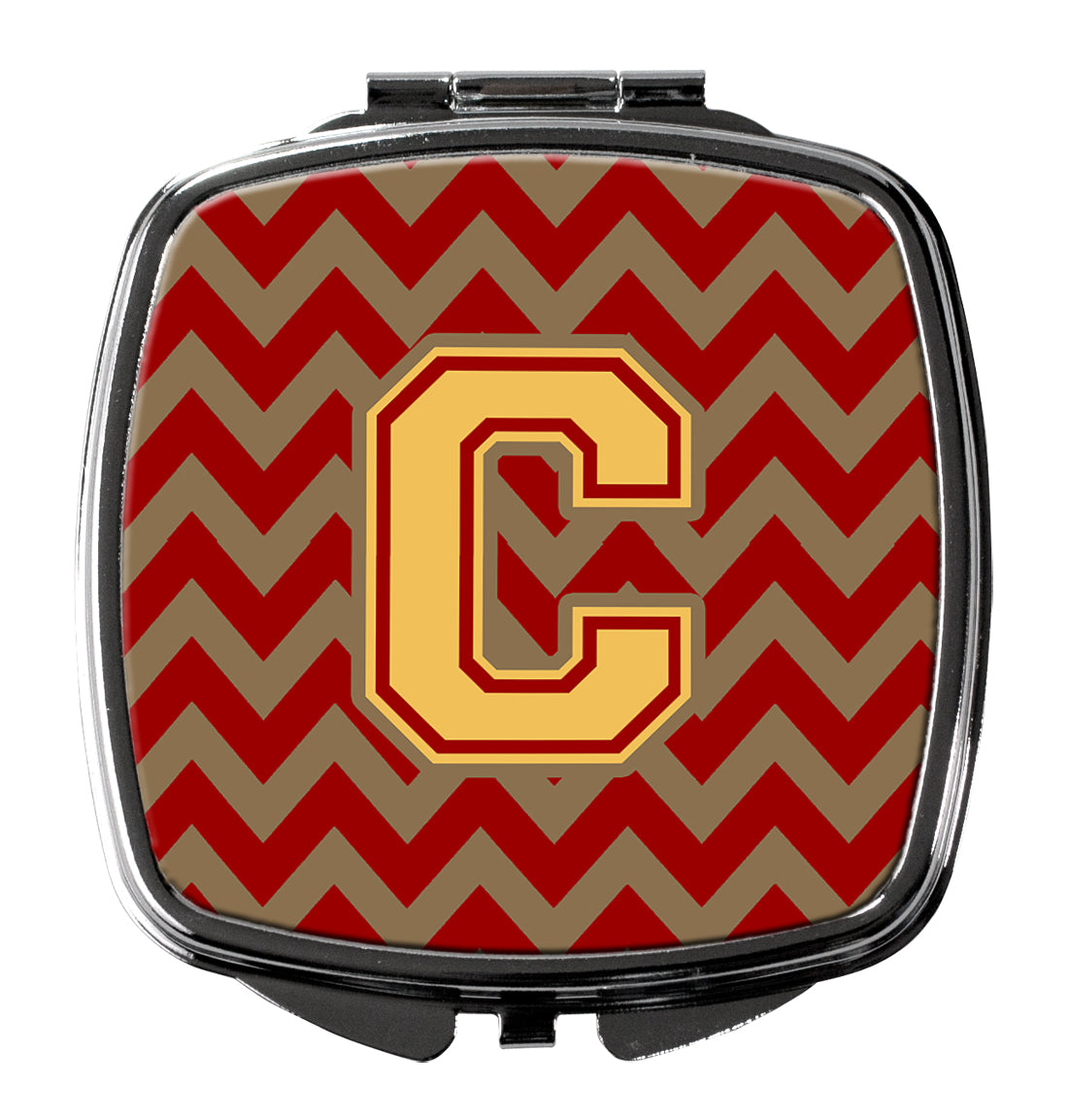 Letter C Chevron Garnet and Gold  Compact Mirror CJ1048-CSCM  the-store.com.