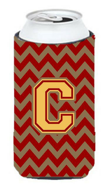 Letter C Chevron Garnet and Gold  Tall Boy Beverage Insulator Hugger CJ1048-CTBC by Caroline's Treasures