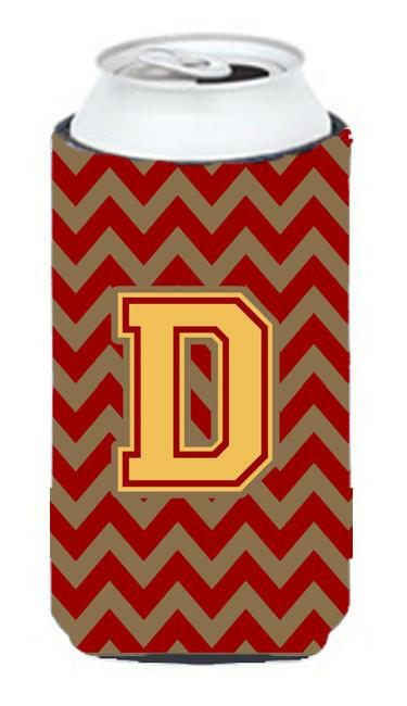 Letter D Chevron Garnet and Gold  Tall Boy Beverage Insulator Hugger CJ1048-DTBC by Caroline's Treasures