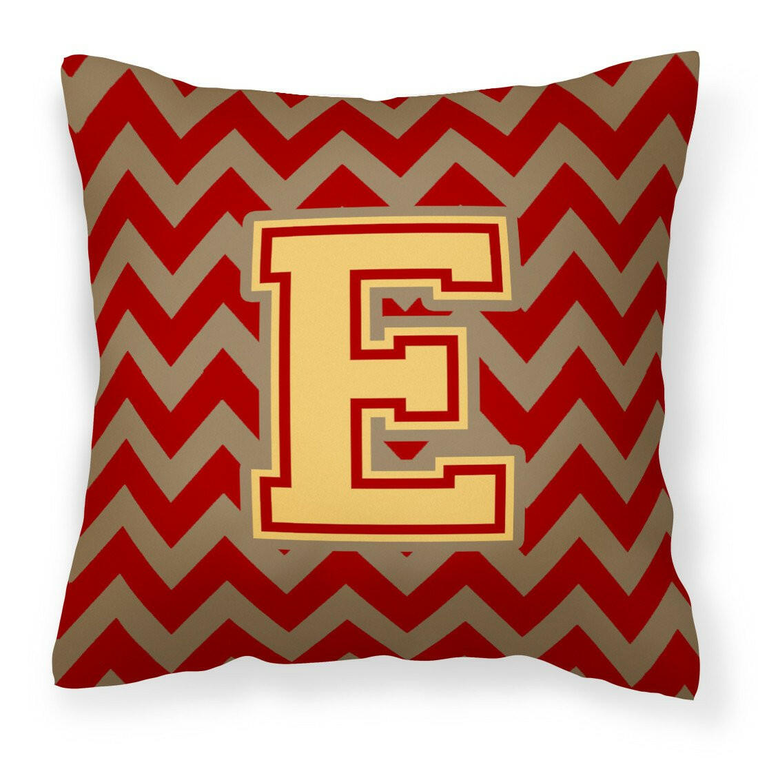 Letter E Chevron Garnet and Gold  Fabric Decorative Pillow CJ1048-EPW1414 by Caroline's Treasures