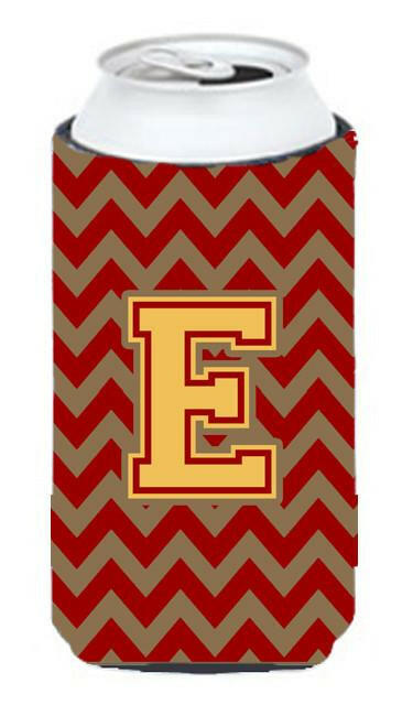 Letter E Chevron Garnet and Gold  Tall Boy Beverage Insulator Hugger CJ1048-ETBC by Caroline's Treasures