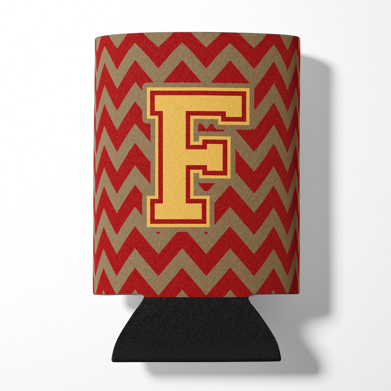 Letter F Chevron Garnet and Gold  Can or Bottle Hugger CJ1048-FCC.