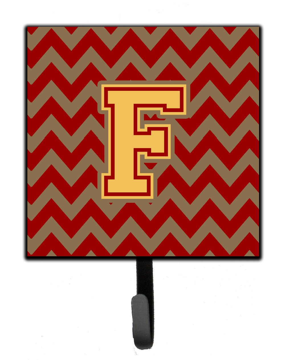 Letter F Chevron Garnet and Gold  Leash or Key Holder CJ1048-FSH4 by Caroline's Treasures