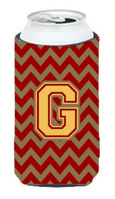 Letter G Chevron Garnet and Gold  Tall Boy Beverage Insulator Hugger CJ1048-GTBC by Caroline&#39;s Treasures