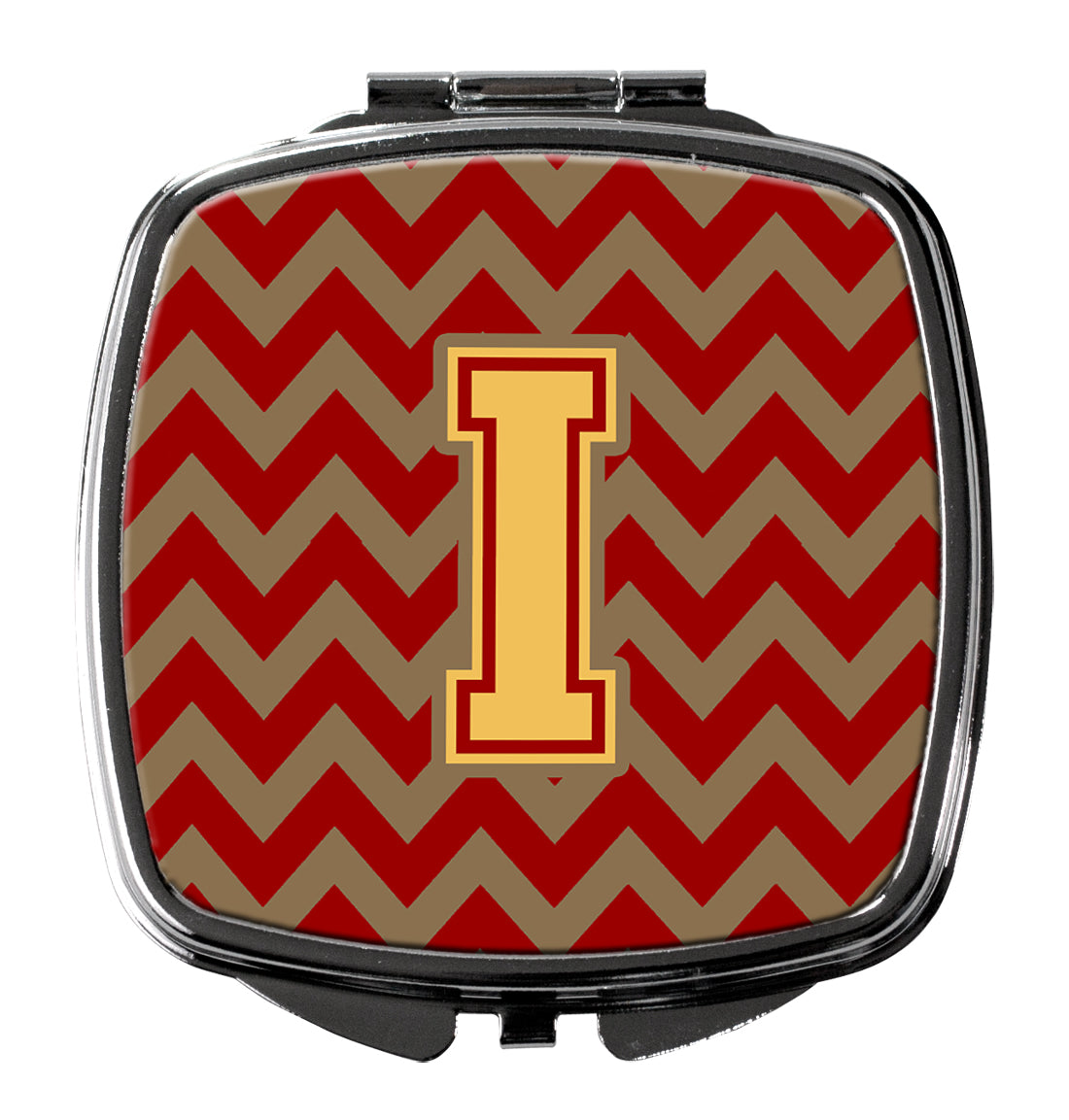 Letter I Chevron Garnet and Gold  Compact Mirror CJ1048-ISCM  the-store.com.