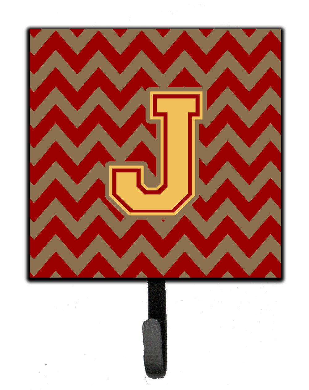 Letter J Chevron Garnet and Gold  Leash or Key Holder CJ1048-JSH4 by Caroline's Treasures