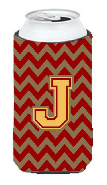 Letter J Chevron Garnet and Gold  Tall Boy Beverage Insulator Hugger CJ1048-JTBC by Caroline's Treasures