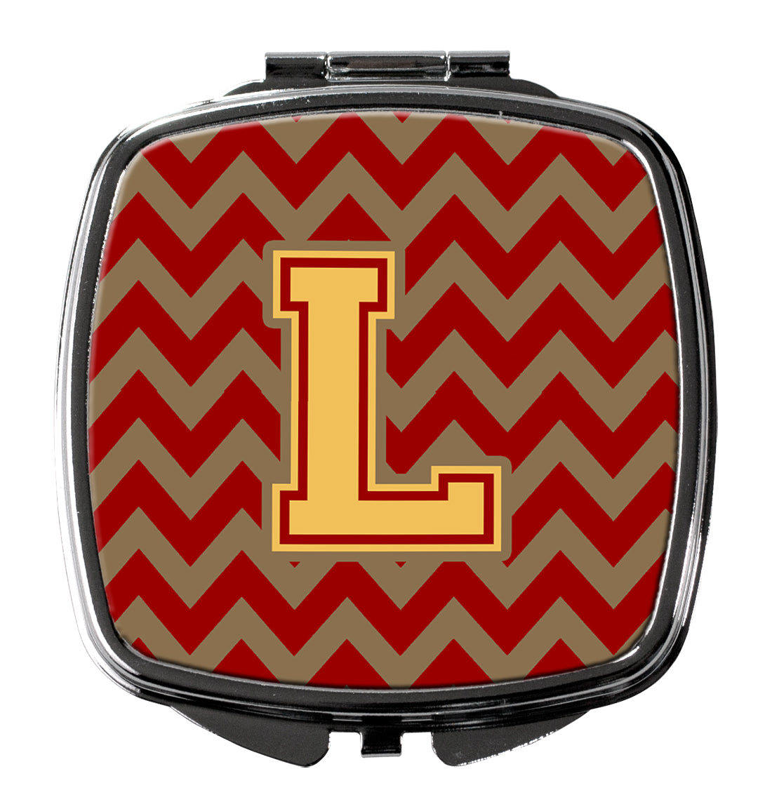 Letter L Chevron Garnet and Gold  Compact Mirror CJ1048-LSCM  the-store.com.