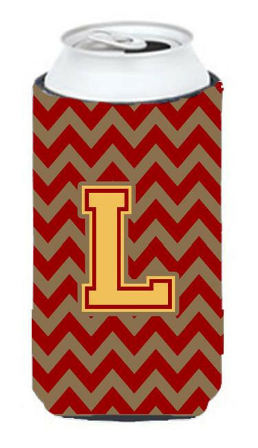 Letter L Chevron Garnet and Gold  Tall Boy Beverage Insulator Hugger CJ1048-LTBC by Caroline&#39;s Treasures