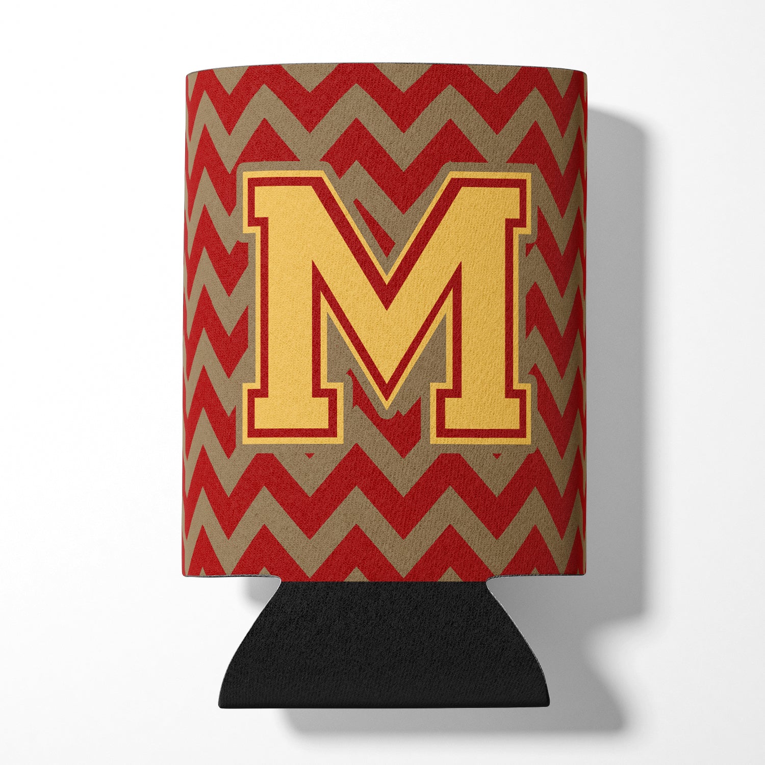 Letter M Chevron Garnet and Gold  Can or Bottle Hugger CJ1048-MCC.