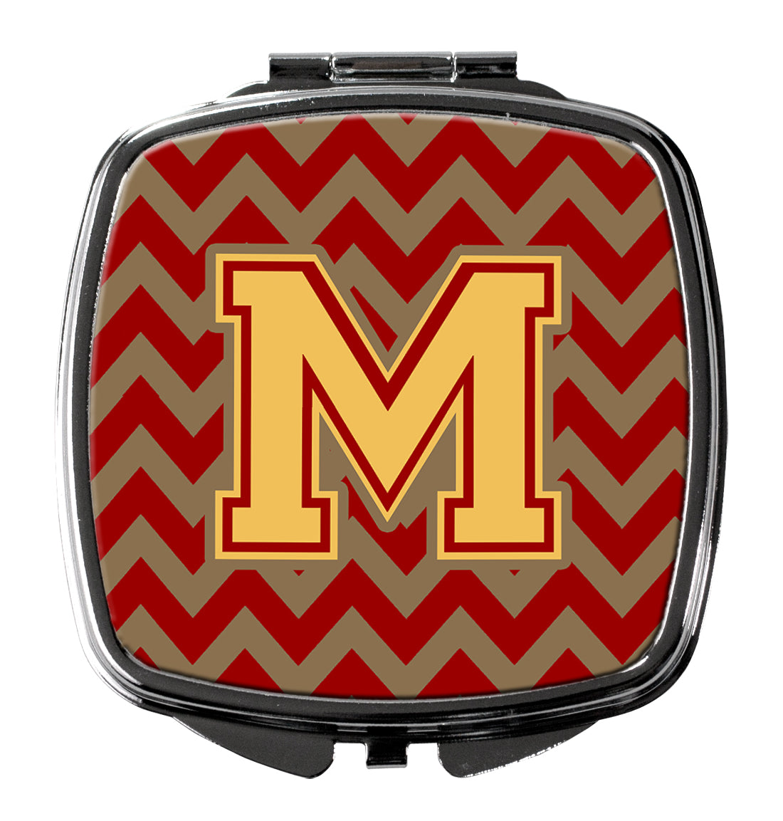 Letter M Chevron Garnet and Gold  Compact Mirror CJ1048-MSCM  the-store.com.