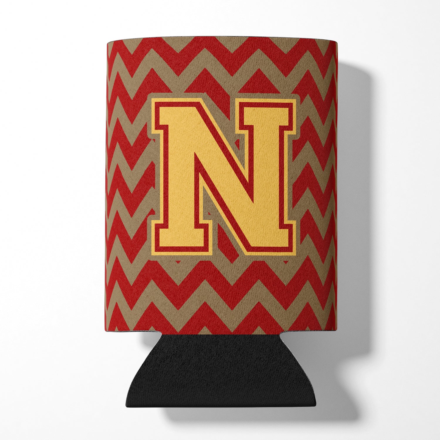 Letter N Chevron Garnet and Gold  Can or Bottle Hugger CJ1048-NCC.