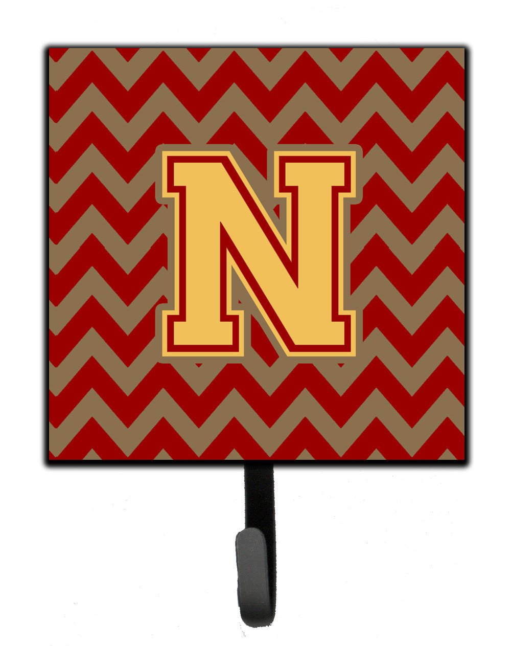 Letter N Chevron Garnet and Gold  Leash or Key Holder CJ1048-NSH4 by Caroline's Treasures