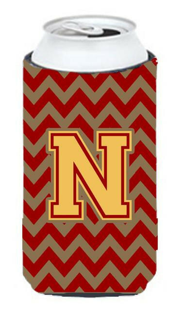 Letter N Chevron Garnet and Gold  Tall Boy Beverage Insulator Hugger CJ1048-NTBC by Caroline&#39;s Treasures