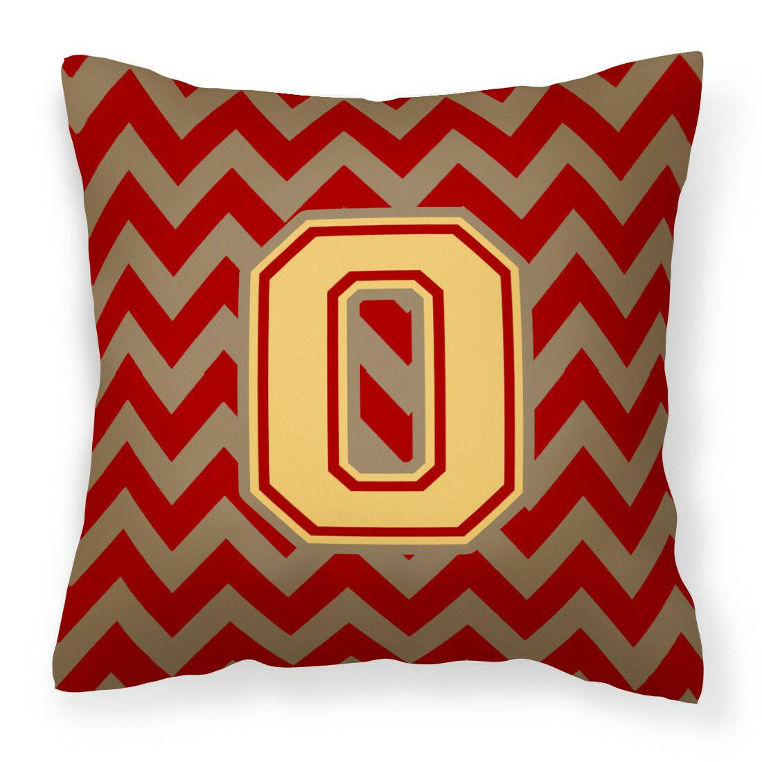 Letter O Chevron Garnet and Gold  Fabric Decorative Pillow CJ1048-OPW1414 by Caroline's Treasures