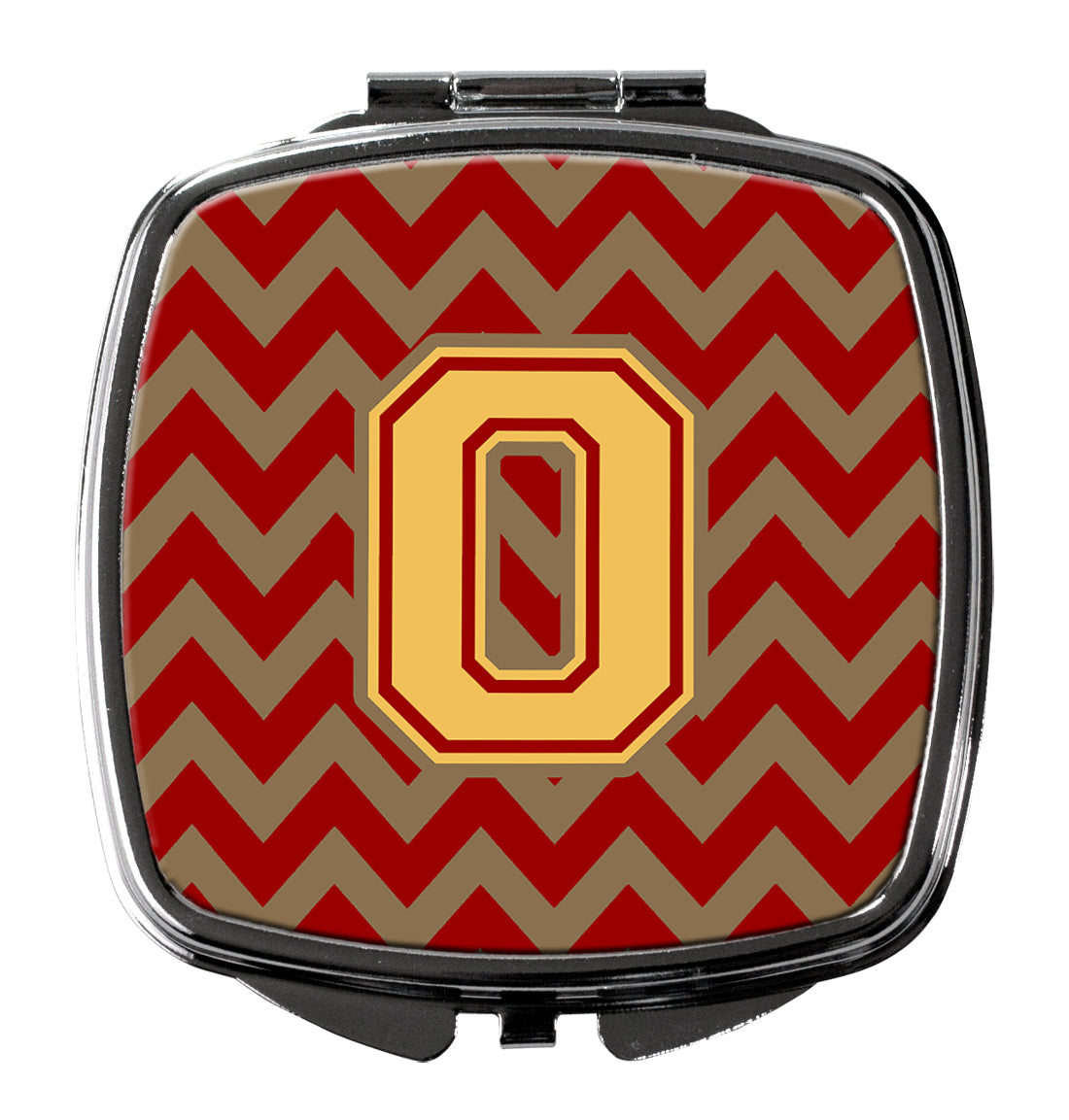 Letter O Chevron Garnet and Gold  Compact Mirror CJ1048-OSCM  the-store.com.