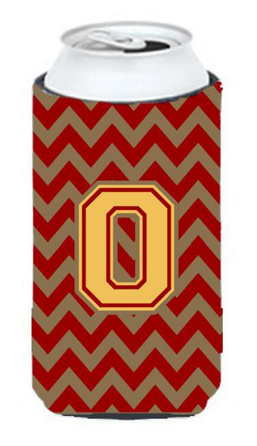 Letter O Chevron Garnet and Gold  Tall Boy Beverage Insulator Hugger CJ1048-OTBC by Caroline's Treasures