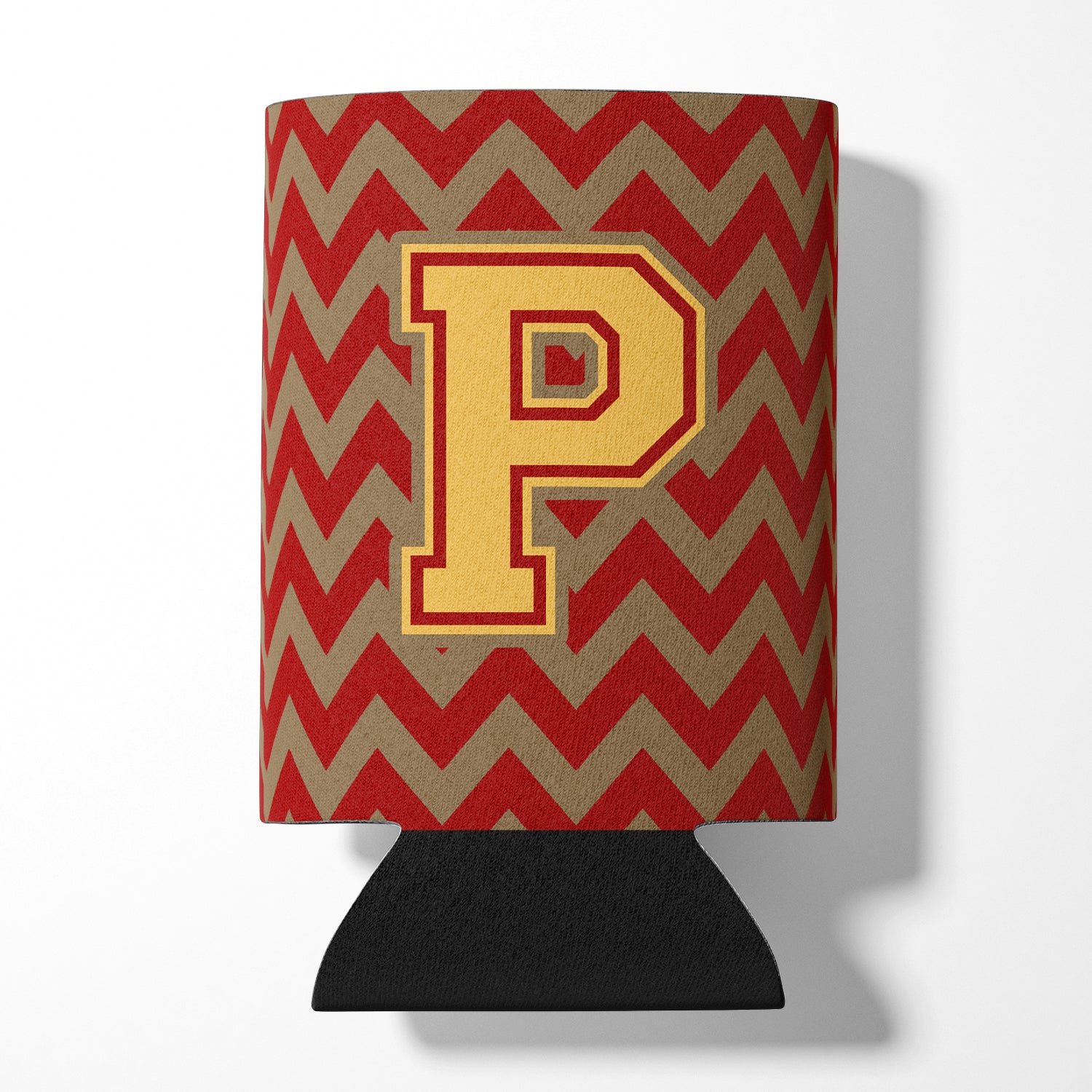 Letter P Chevron Garnet and Gold  Can or Bottle Hugger CJ1048-PCC.