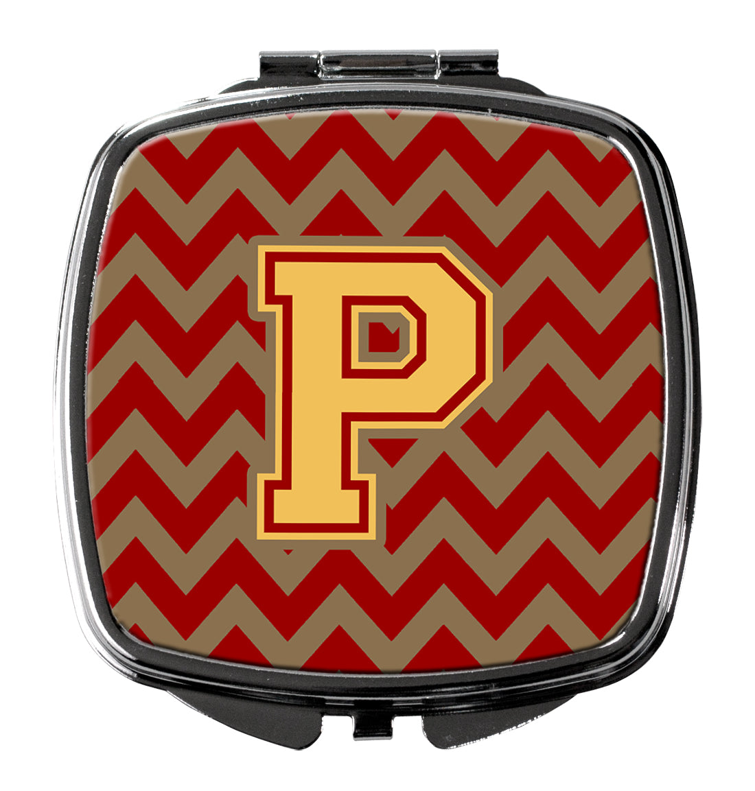 Letter P Chevron Garnet and Gold  Compact Mirror CJ1048-PSCM  the-store.com.