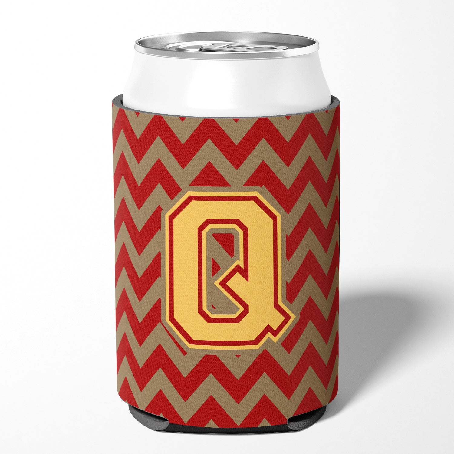 Letter Q Chevron Garnet and Gold  Can or Bottle Hugger CJ1048-QCC.