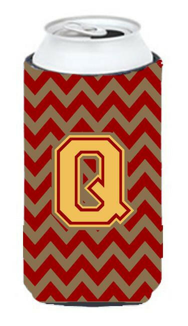 Letter Q Chevron Garnet and Gold  Tall Boy Beverage Insulator Hugger CJ1048-QTBC by Caroline&#39;s Treasures