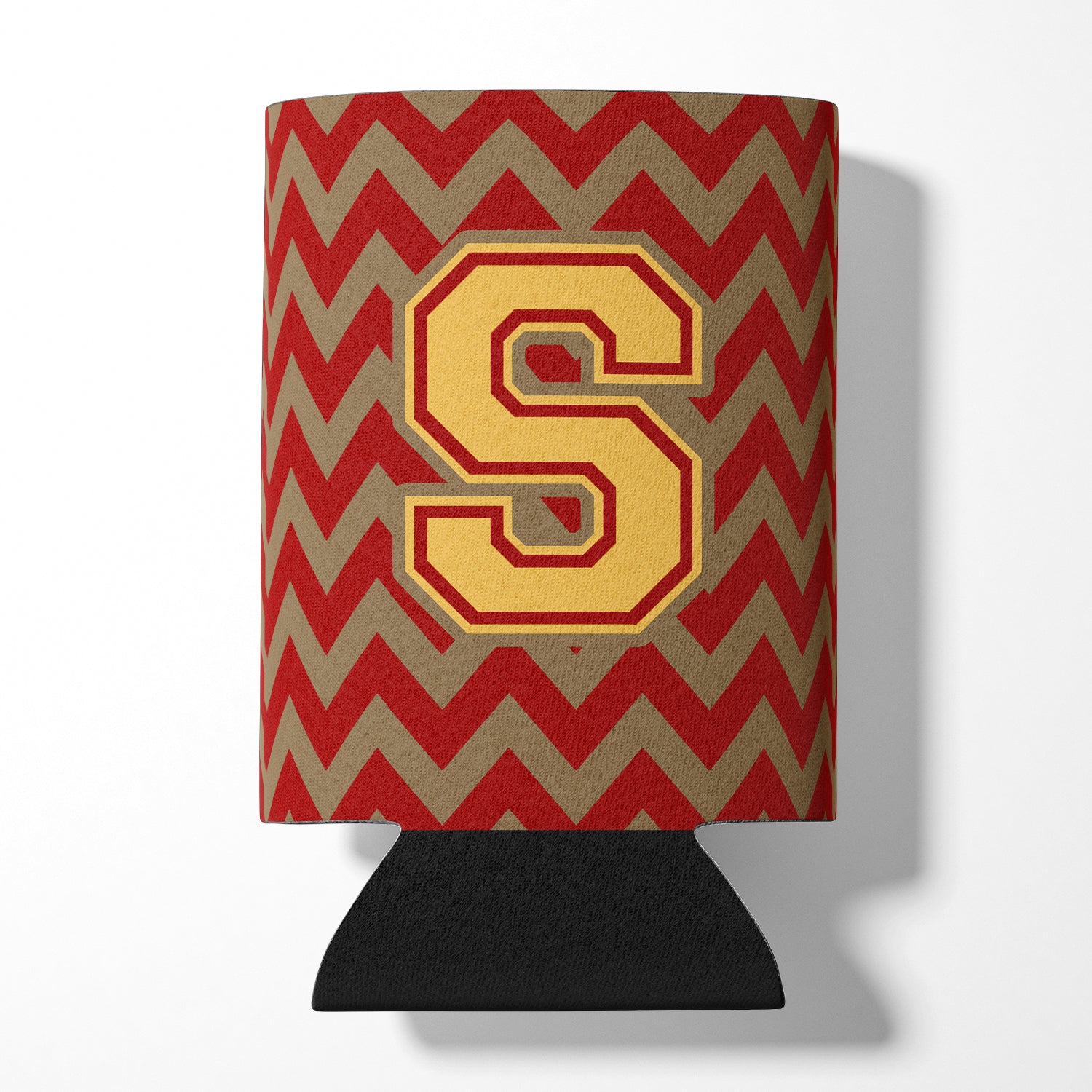 Letter S Chevron Garnet and Gold  Can or Bottle Hugger CJ1048-SCC.